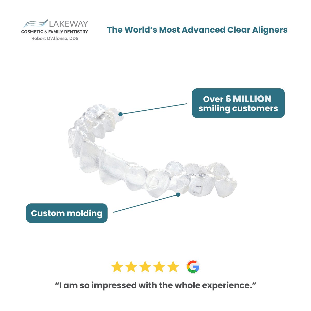 Lakeway Cosmetic & Family Dentistry — Facebook Ad Design Clear aligner trust and stats Facebook ad design example