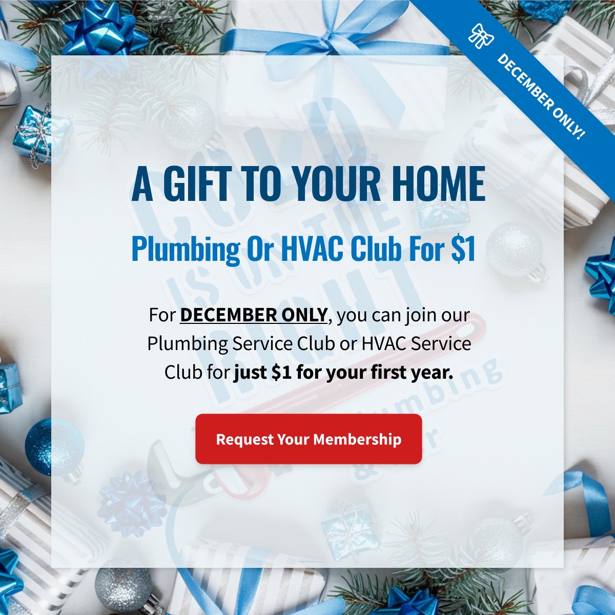 Cold Is On the Right Plumbing — Facebook Ad Design Plumbing membership promotion Facebook ad design example