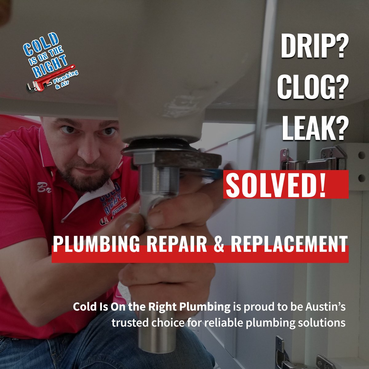 Cold Is On the Right Plumbing — Facebook Ad Design Plumbing repair Facebook ad design example
