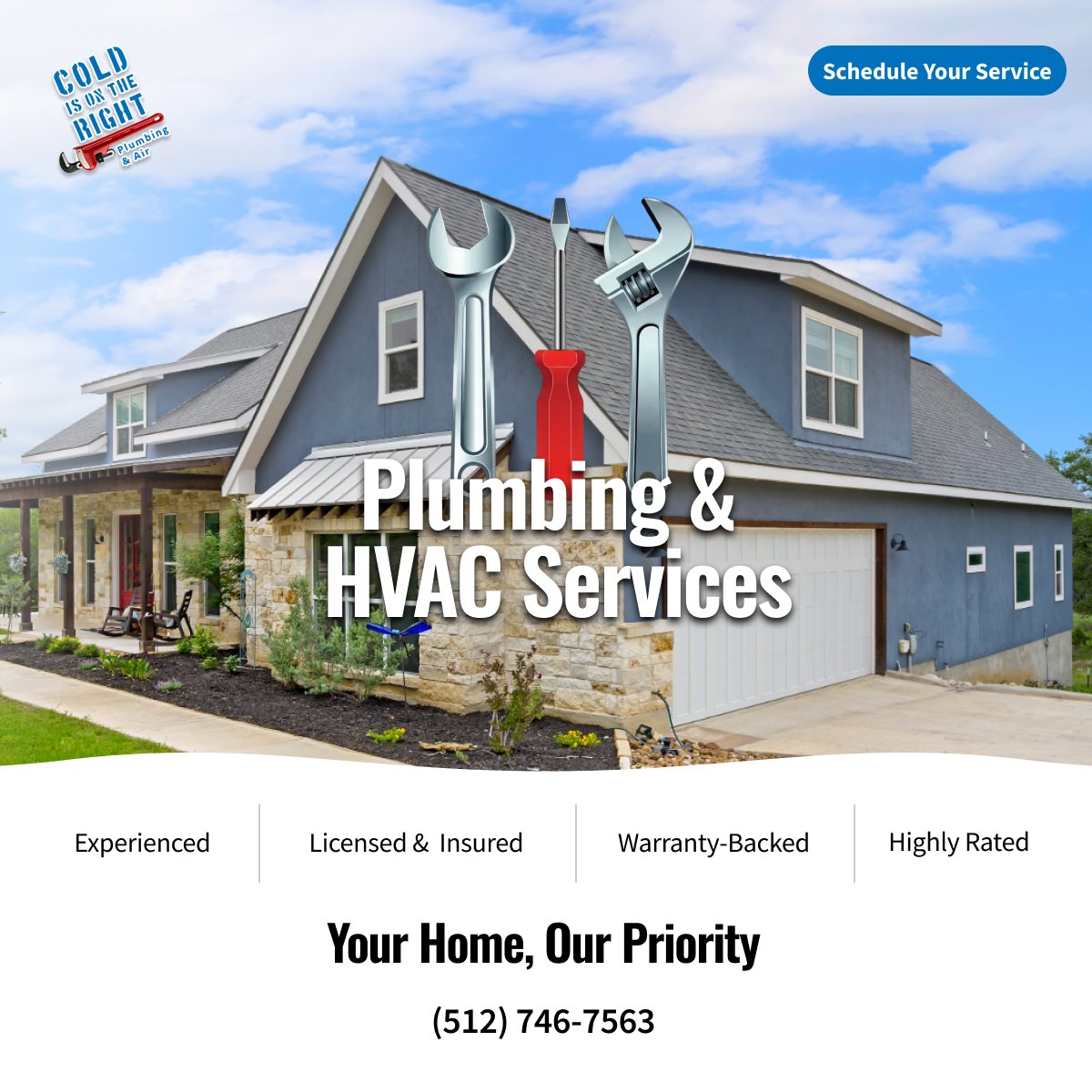 Cold Is On the Right Plumbing — Facebook Ad Design Plumbing and HVAC services Facebook ad design example