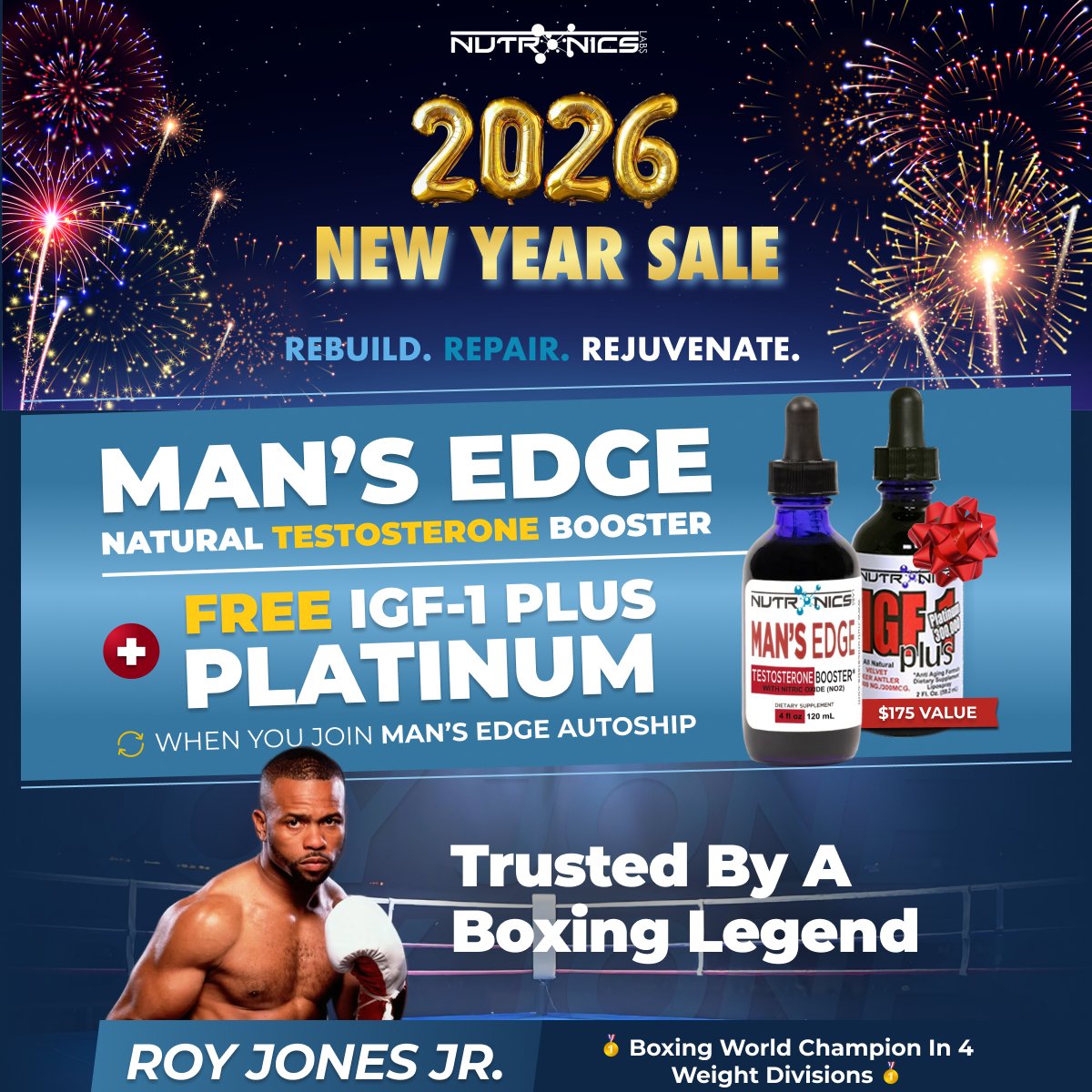 Nutronics Labs — Facebook Ad Design New Year sale celebrity endorsement Facebook ad design example
